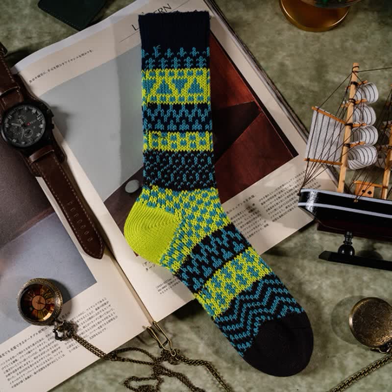Colorful Ethnic Patterns Striped Cotton Crew Socks - image 13