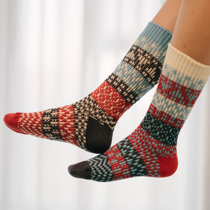 Colorful Ethnic Patterns Striped Cotton Crew Socks - image 4