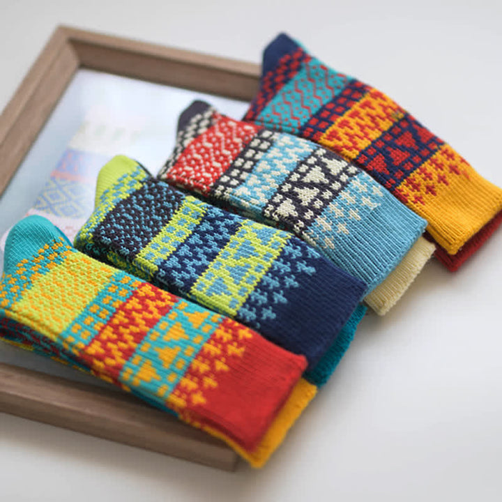 Colorful Ethnic Patterns Striped Cotton Crew Socks - image 8