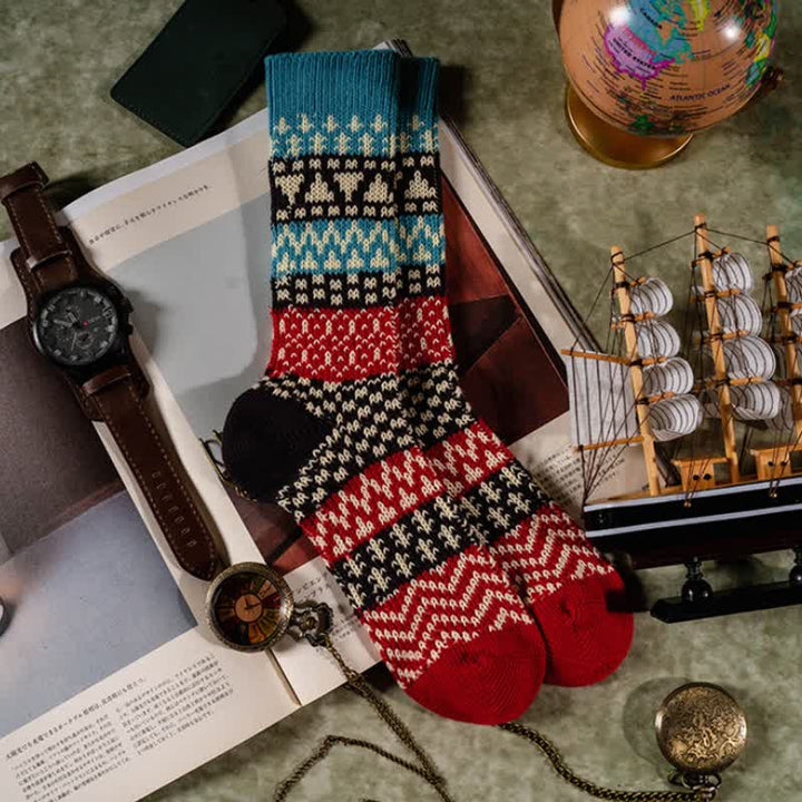 Colorful Ethnic Patterns Striped Cotton Crew Socks - image 6
