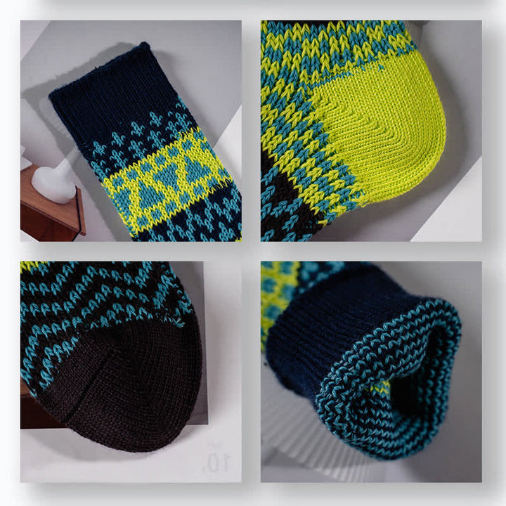 Colorful Ethnic Patterns Striped Cotton Crew Socks - image 12