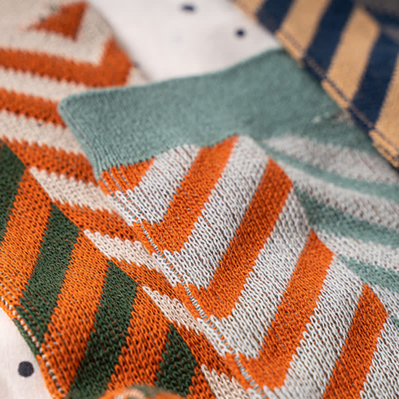 Classic Colorblock Arrow Striped Cotton Crew Socks - image 8