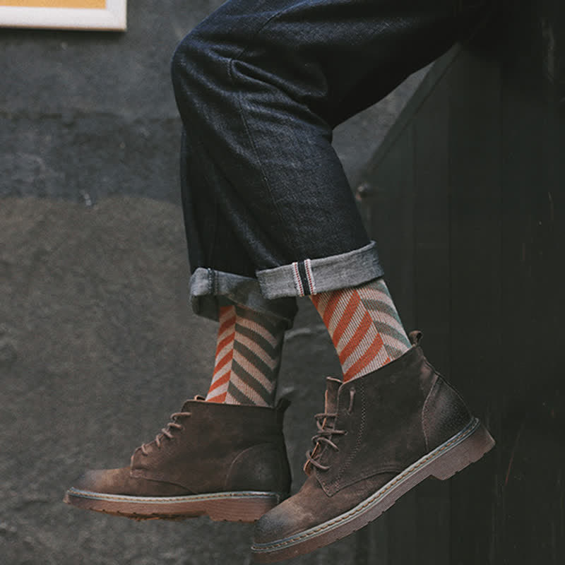 Classic Colorblock Arrow Striped Cotton Crew Socks - image 6