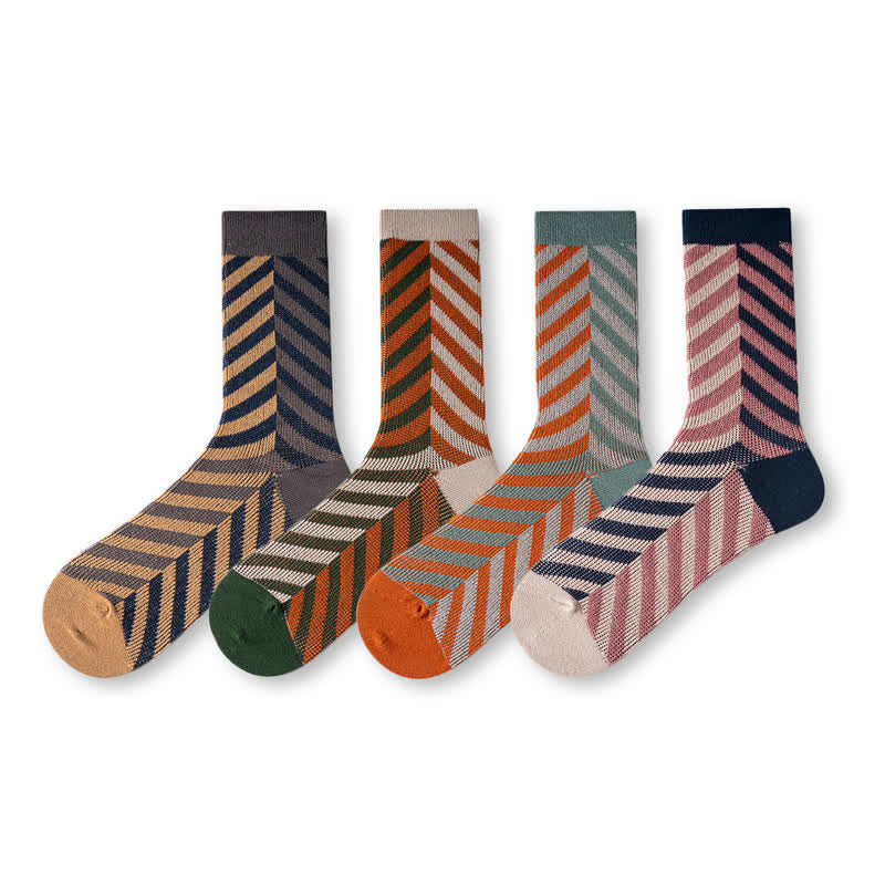 Classic Colorblock Arrow Striped Cotton Crew Socks - image 1