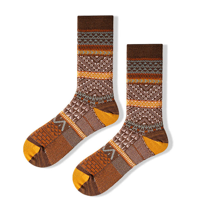 Chic Double Colors Aesthetic Cozy Cotton Crew Socks - Coffee - 6 Pairs - One Size (US 6.5 - US 10) - image 12