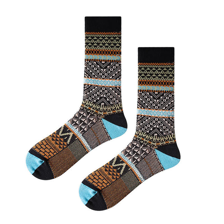 Chic Double Colors Aesthetic Cozy Cotton Crew Socks - Black - 6 Pairs - One Size (US 6.5 - US 10) - image 2
