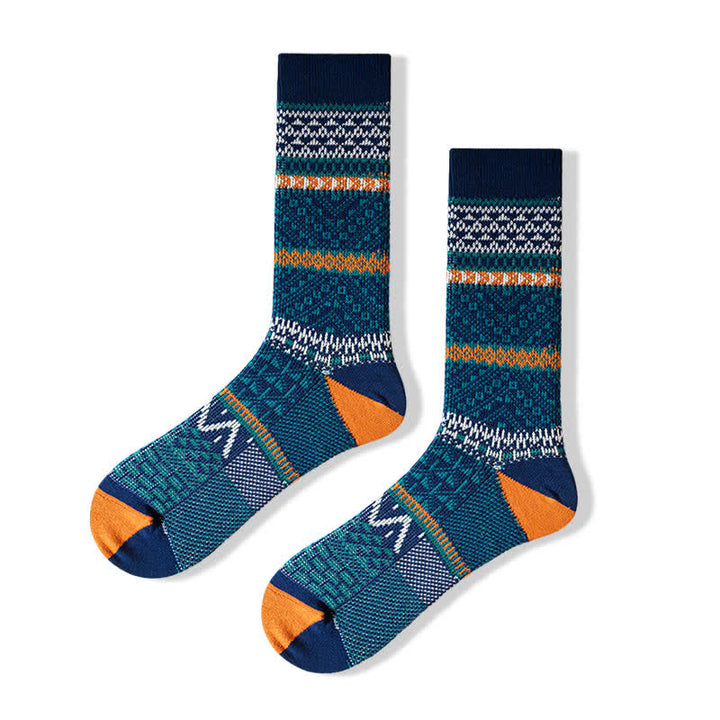 Chic Double Colors Aesthetic Cozy Cotton Crew Socks - Navy - 6 Pairs - One Size (US 6.5 - US 10) - image 8