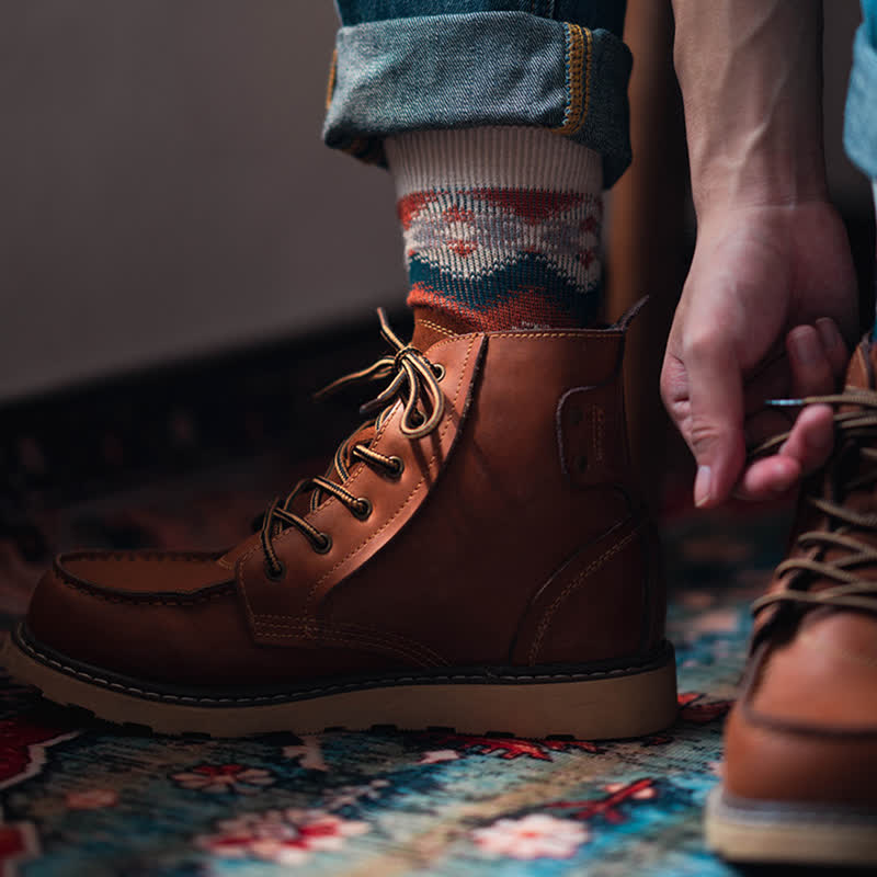Bright Tribal Wave Pattern Cotton Crew Socks - image 3