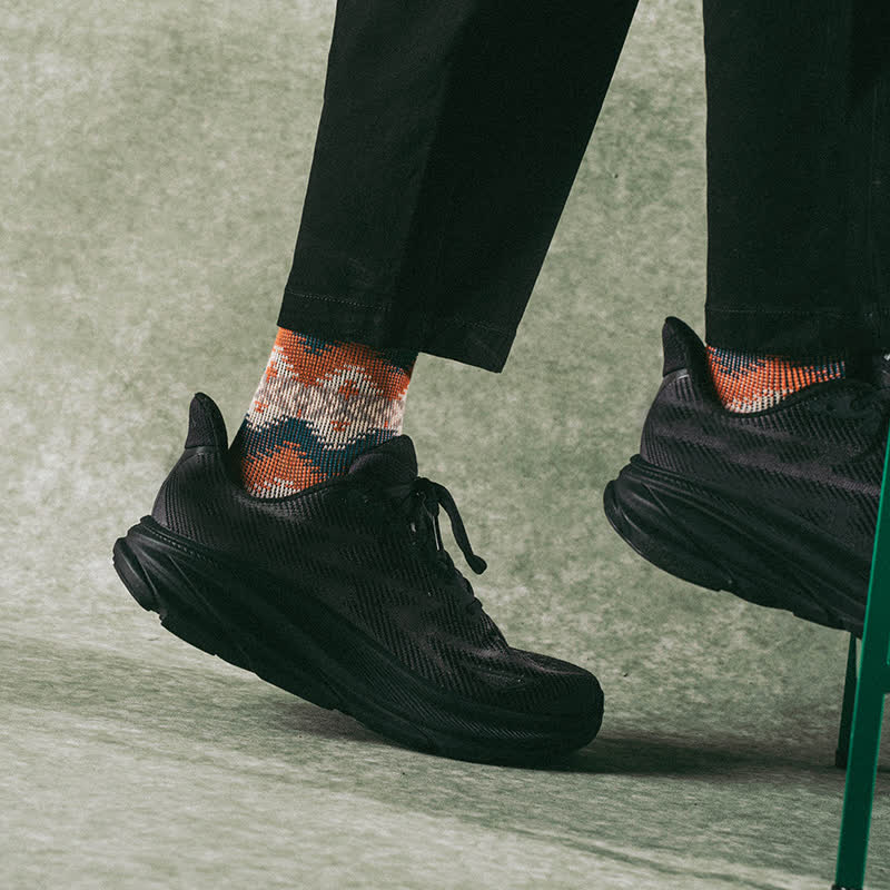 Bright Tribal Wave Pattern Cotton Crew Socks - image 5