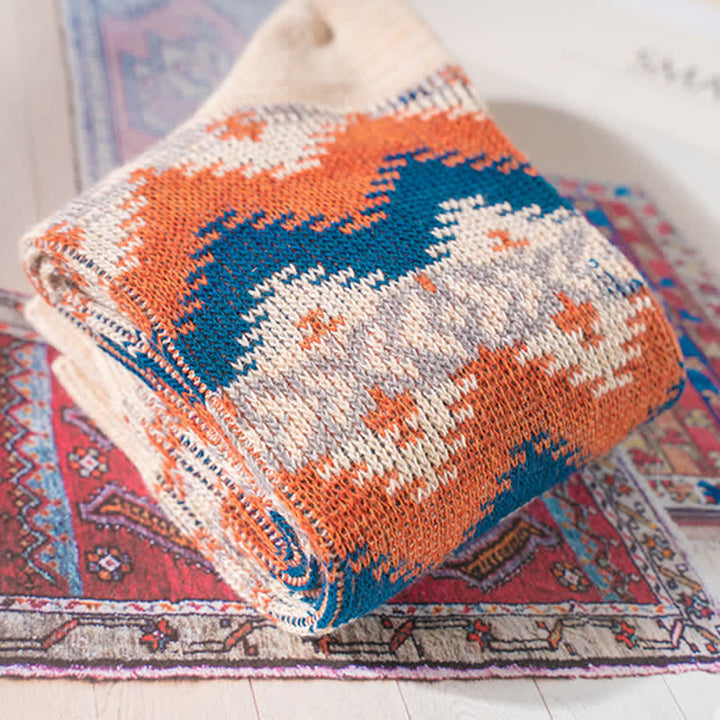 Bright Tribal Wave Pattern Cotton Crew Socks - image 6