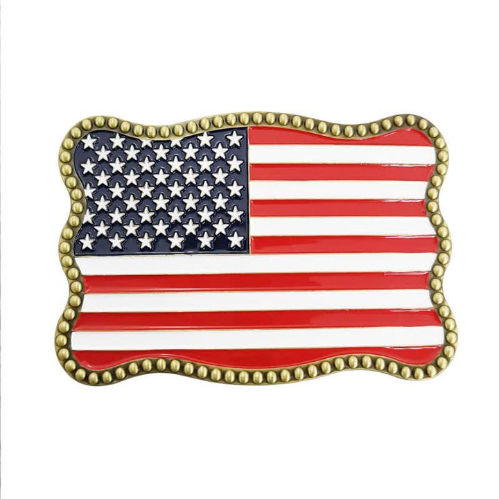 Men's DIY Creative American Flag Card Wallet Buckle Leather Belt - Antique Bronze - Without Belt - Without Belt - image 12