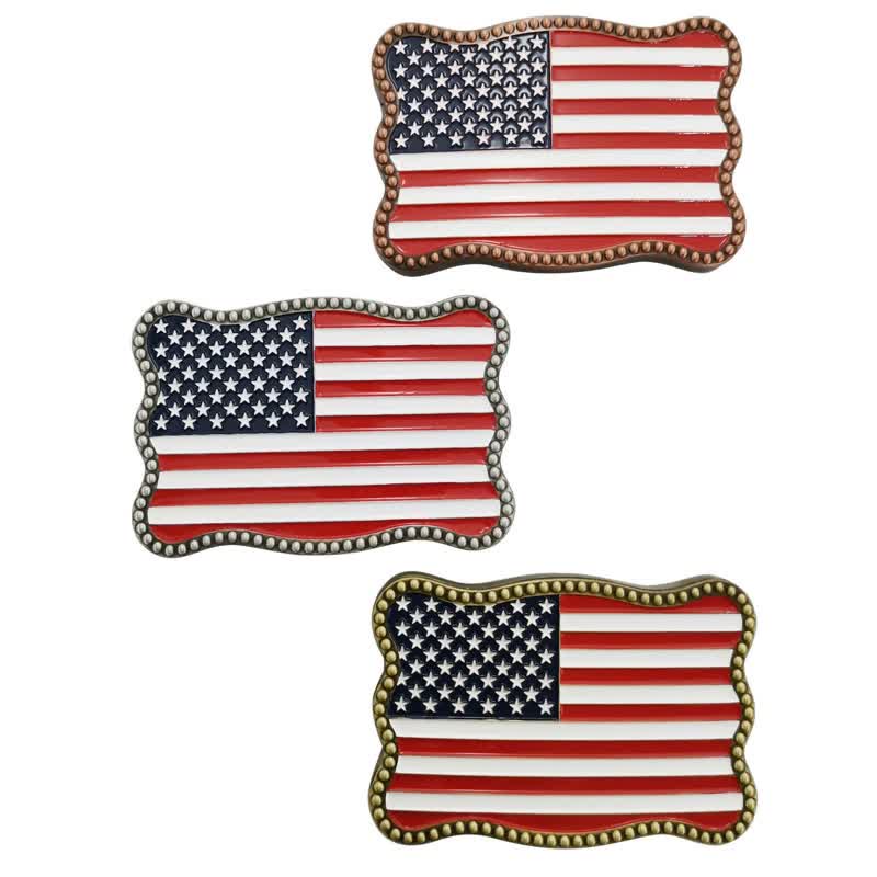 Men's DIY Creative American Flag Card Wallet Buckle Leather Belt - image 6
