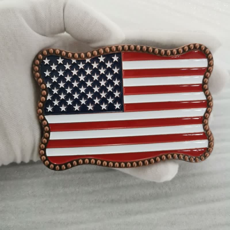 Men's DIY Creative American Flag Card Wallet Buckle Leather Belt - image 5