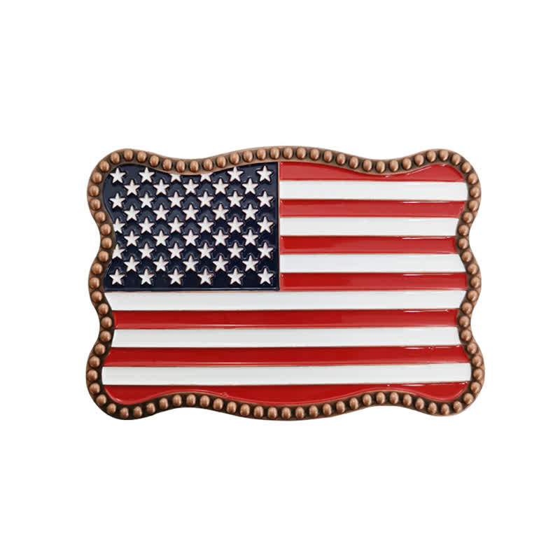 Men's DIY Creative American Flag Card Wallet Buckle Leather Belt - image 1