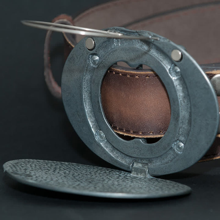 Men's DIY Wild West Bull Creative Beer Holder Buckle Leather Belt - image 6
