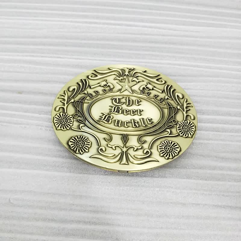 Men's DIY Engrave Flower Creative Beer Holder Buckle Leather Belt - Antique Bronze - Without Belt - Without Belt - image 13