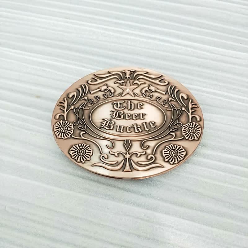 Men's DIY Engrave Flower Creative Beer Holder Buckle Leather Belt - Antique Copper - Without Belt - Without Belt - image 19