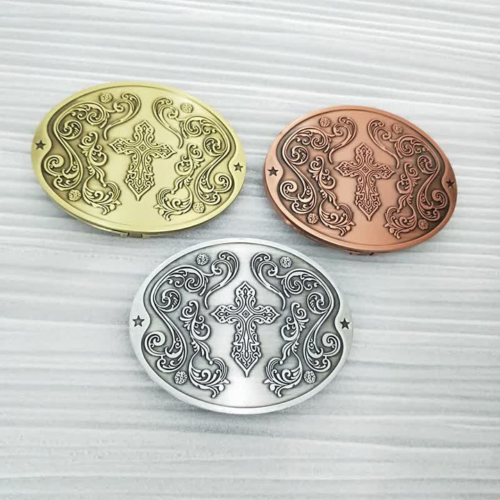 Men's DIY Cross Carving Creative Beer Holder Buckle Leather Belt - image 2