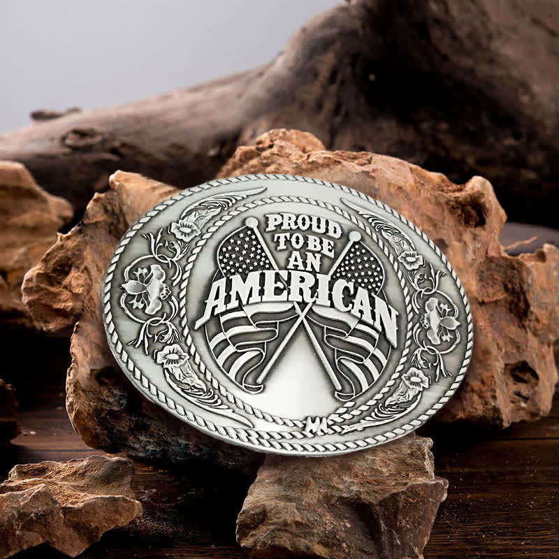 Men's DIY Dual American Flags Creative Beer Holder Buckle Leather Belt - Antique Silver - Without Belt - Without Belt - image 0