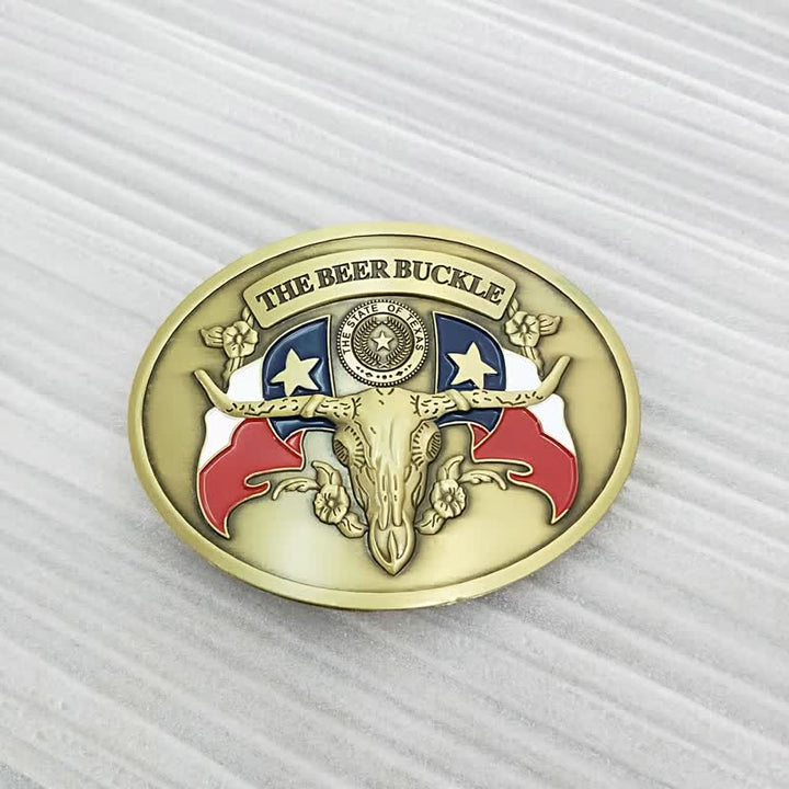 Men's DIY Wild West Bull Creative Beer Holder Buckle Leather Belt - Antique Bronze - Without Belt - Without Belt - image 13