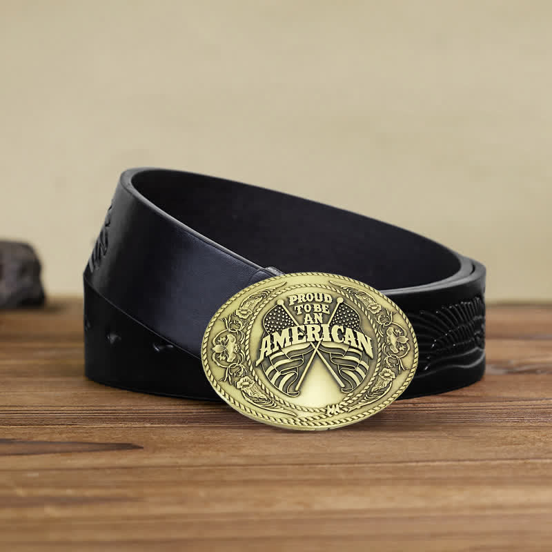 Men's DIY Dual American Flags Creative Beer Holder Buckle Leather Belt - Antique Bronze - Black Embossed Eagle Belt - 42 - image 14
