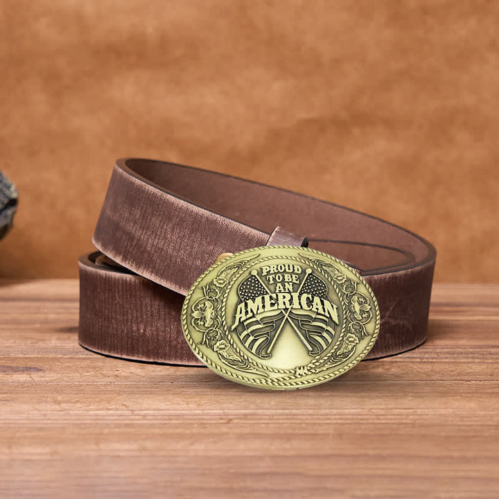Men's DIY Dual American Flags Creative Beer Holder Buckle Leather Belt - Antique Bronze - Brown Distressed Belt - 42 - image 17