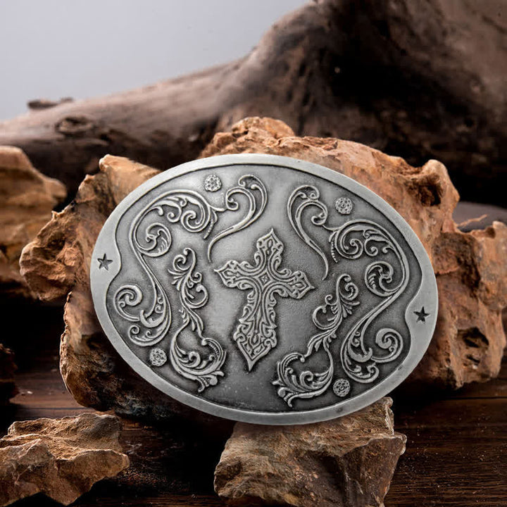 Men's DIY Cross Carving Creative Beer Holder Buckle Leather Belt - Antique Silver - Without Belt - Without Belt - image 0