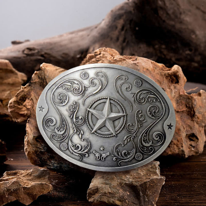 Men's DIY Western Star Creative Beer Holder Buckle Leather Belt - Antique Silver - Without Belt - Without Belt - image 0