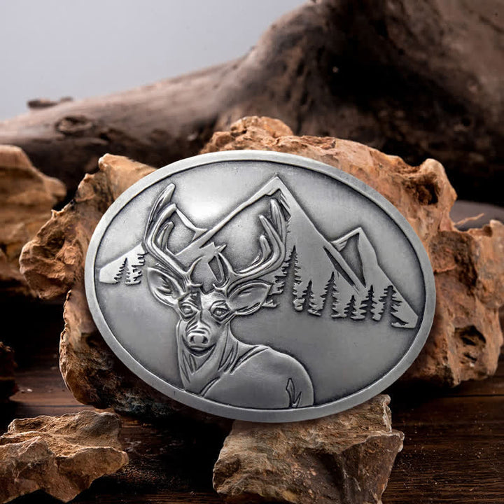 Men's DIY Carved Deer Creative Beer Holder Buckle Leather Belt - Antique Silver - Without Belt - Without Belt - image 0