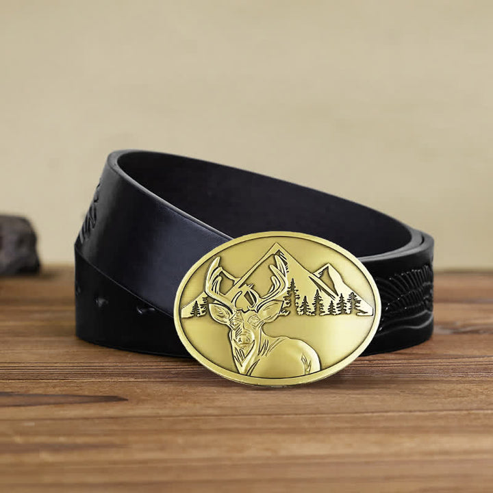 Men's DIY Carved Deer Creative Beer Holder Buckle Leather Belt - Antique Bronze - Black Embossed Eagle Belt - 42 - image 14