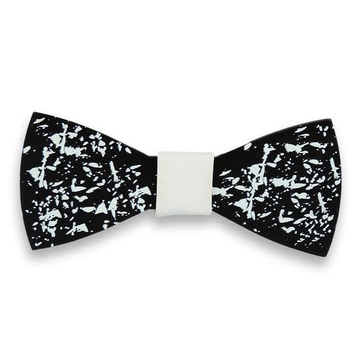 Men's Artistic Paint Splatter Wooden Bow Tie - Black - image 0