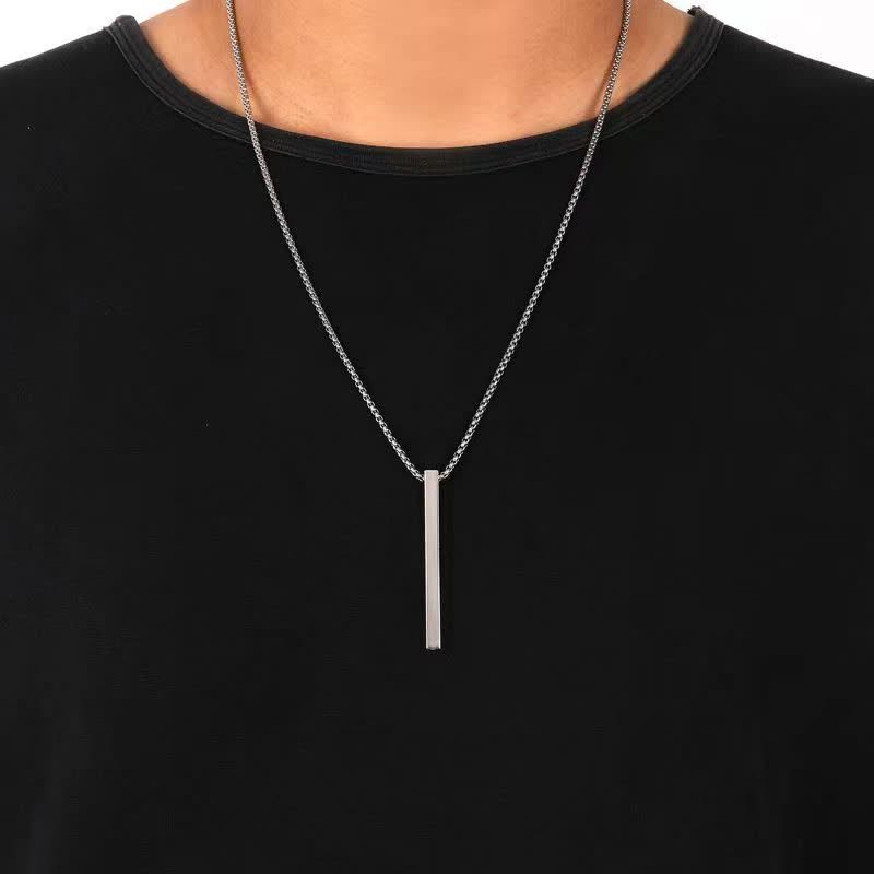 Portable Steel Needle Fashion Rectangle Pendant Necklace - image 1