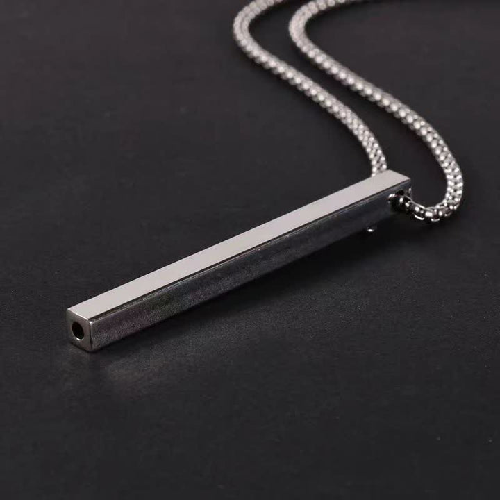 Portable Steel Needle Fashion Rectangle Pendant Necklace - image 2