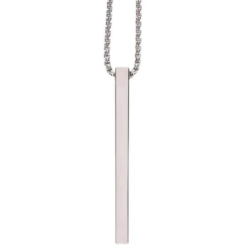 Portable Steel Needle Fashion Rectangle Pendant Necklace - image 4