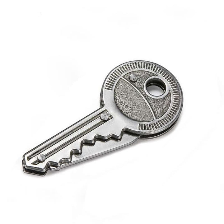 Compact Mini Folding Knife Key Shape Keychain - Silver - image 2