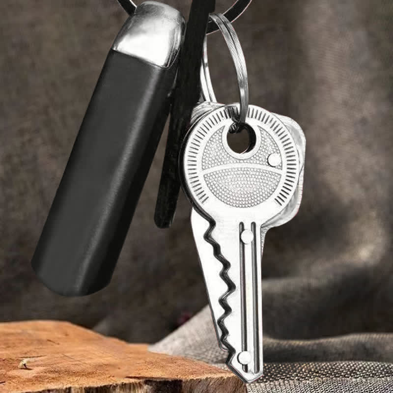 Compact Mini Folding Knife Key Shape Keychain - image 0