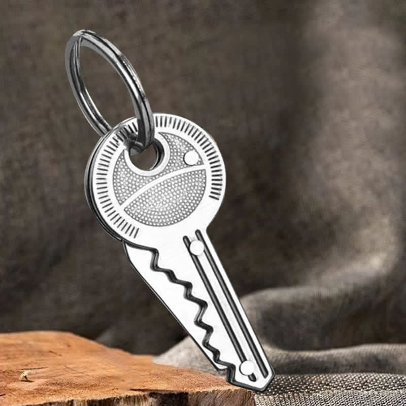 Compact Mini Folding Knife Key Shape Keychain - image 3