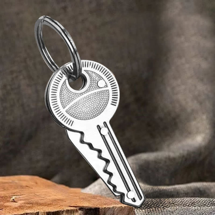 Compact Mini Folding Knife Key Shape Keychain - image 3