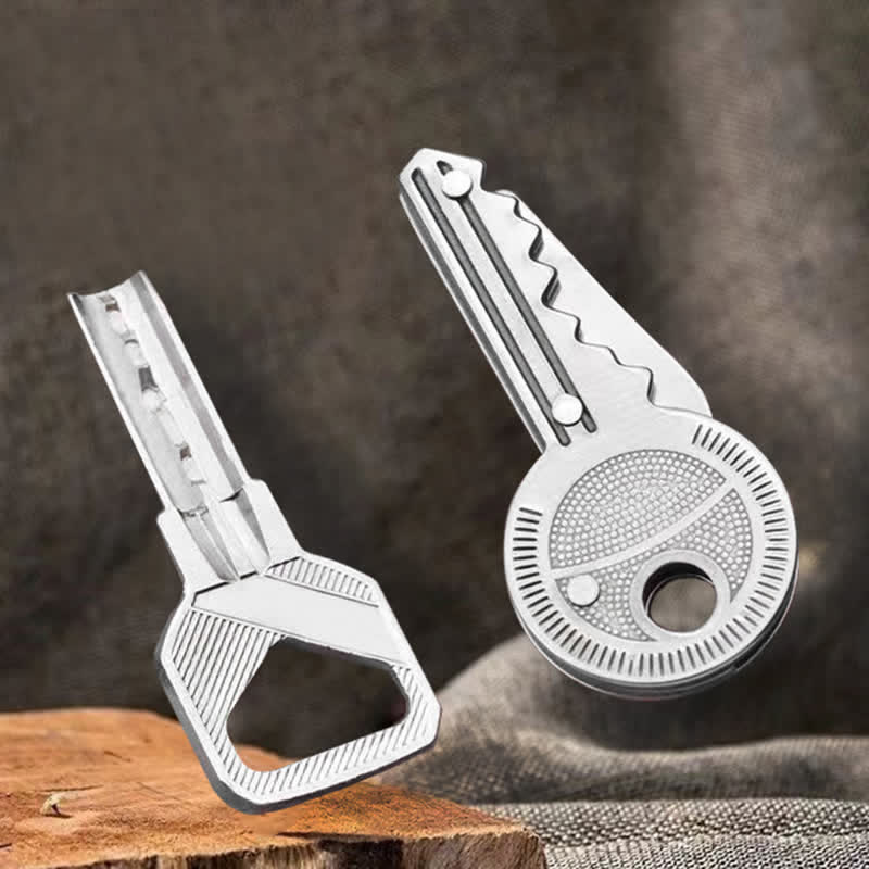 Compact Mini Folding Knife Key Shape Keychain - image 1