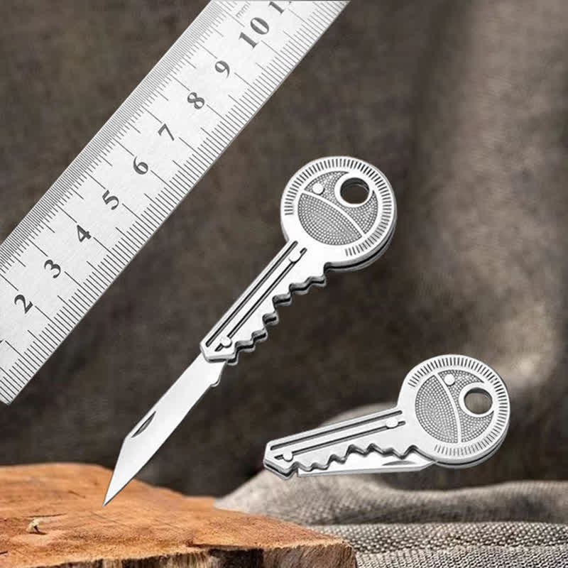Compact Mini Folding Knife Key Shape Keychain - image 4