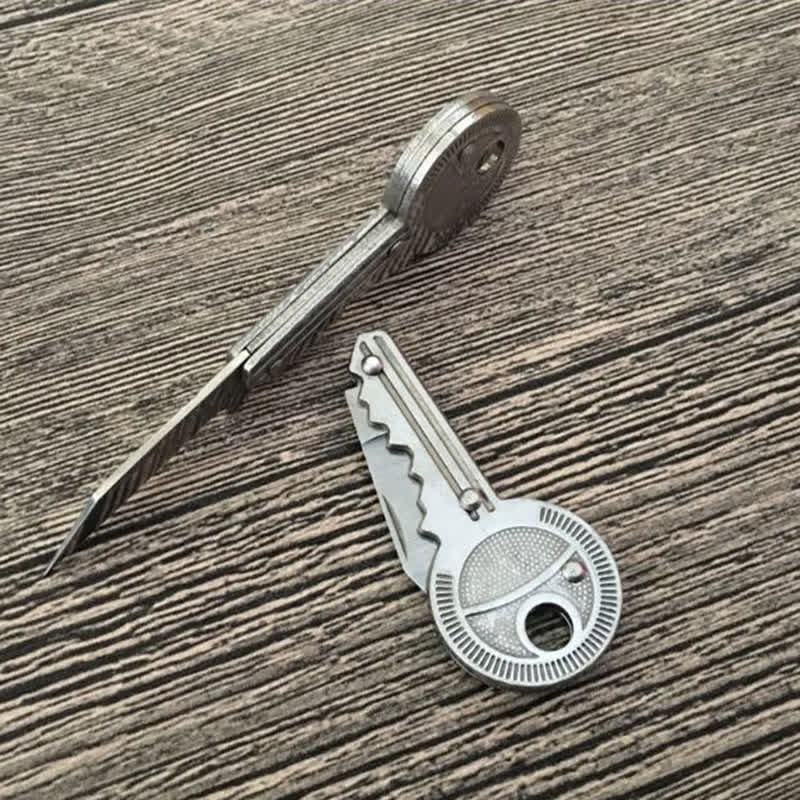 Compact Mini Folding Knife Key Shape Keychain - image 7