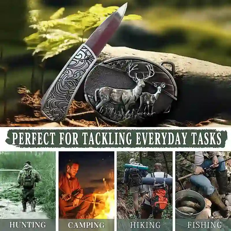Deer DIY Hidden Knife Belt Buckle Bolo Tie Ghost Goat Ring Bundle Set - image 3