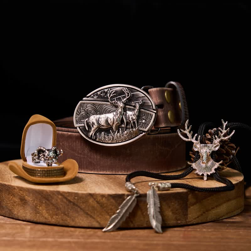 Deer DIY Hidden Knife Belt Buckle Bolo Tie Ghost Goat Ring Bundle Set - Bundle Set - image 0