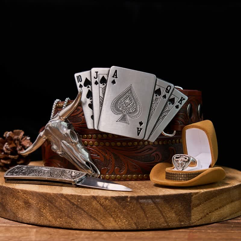 Poker DIY Hidden Lighter Belt Buckle Longhorn Pendant Bull Ring Bundle Set - Bundle Set - image 0