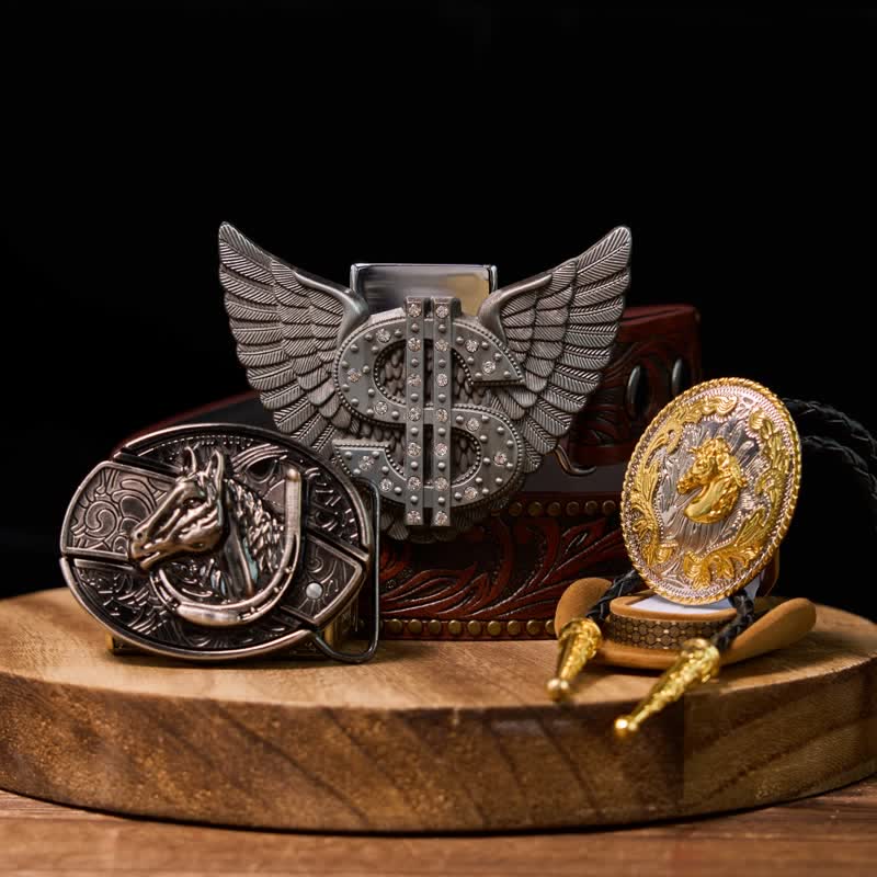 Horse DIY Hidden Lighter Belt Buckle Dollar Lighter Buckle Bolo Tie Bundle Set - Bundle Set - image 0