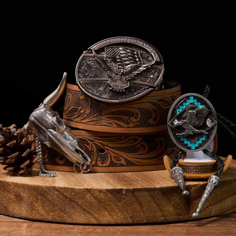 Eagle Flag DIY Hidden Knife Belt Buckle Longhorn Pendant Eagle Bolo Tie Bundle Set  - Bundle Set - Without Belt - Not Included Belt - image 0
