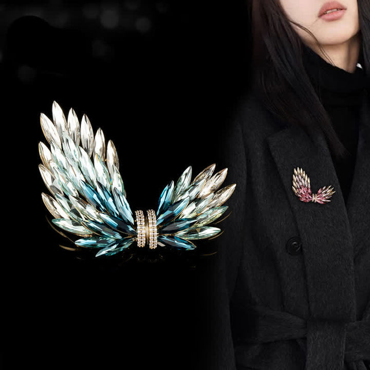 Women's Luxury Elegant Shiny Zircon Wings Brooch - image 1