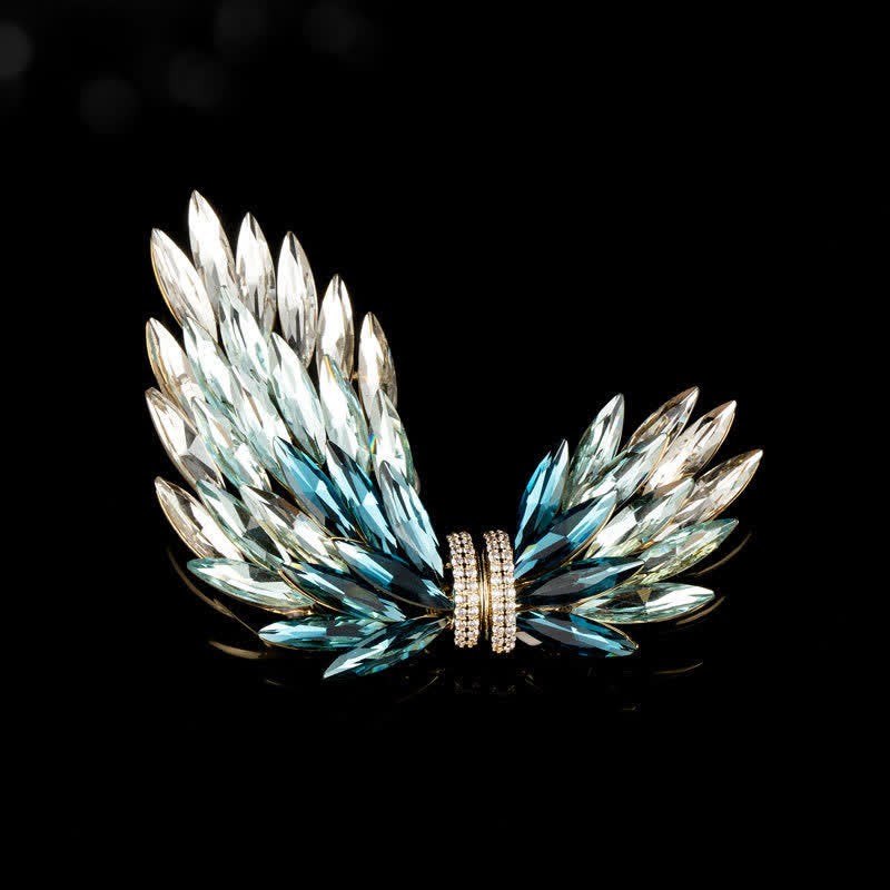Women's Luxury Elegant Shiny Zircon Wings Brooch - Blue - image 0