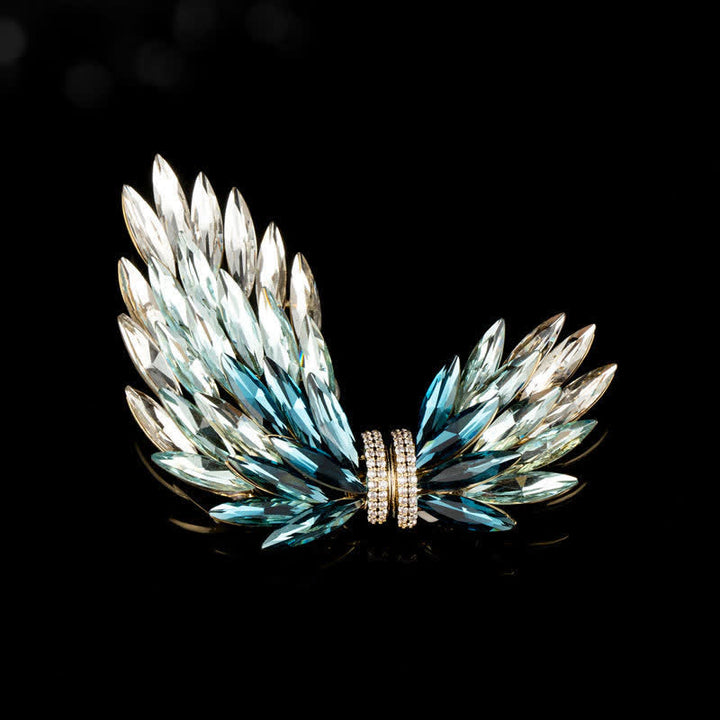 Women's Luxury Elegant Shiny Zircon Wings Brooch - Blue - image 0
