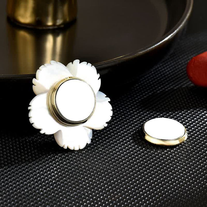 Women's White Natural Shell Flower Red Agate Brooch - image 3